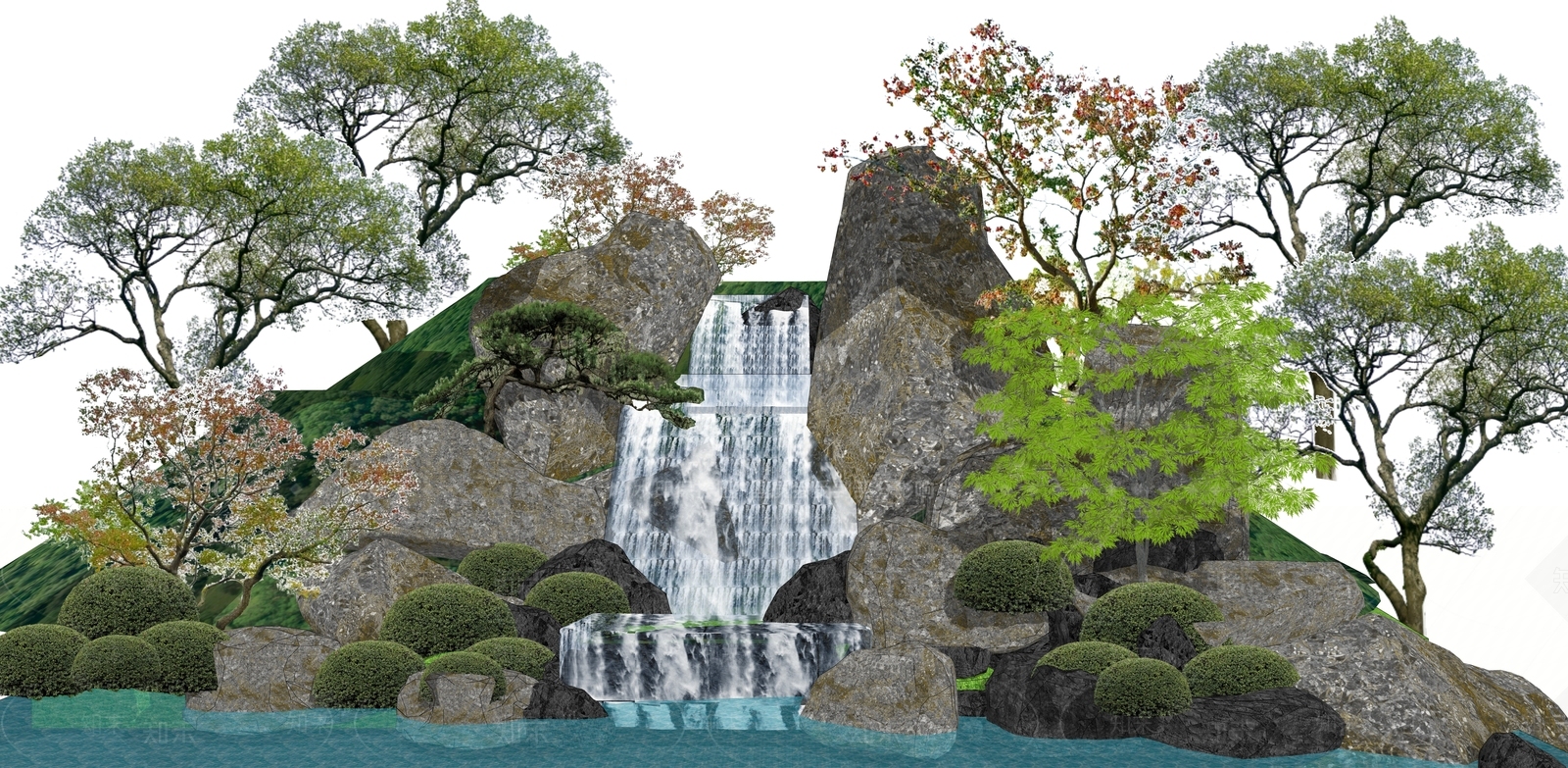 新中式假山SU模型下载【ID:1192449961】