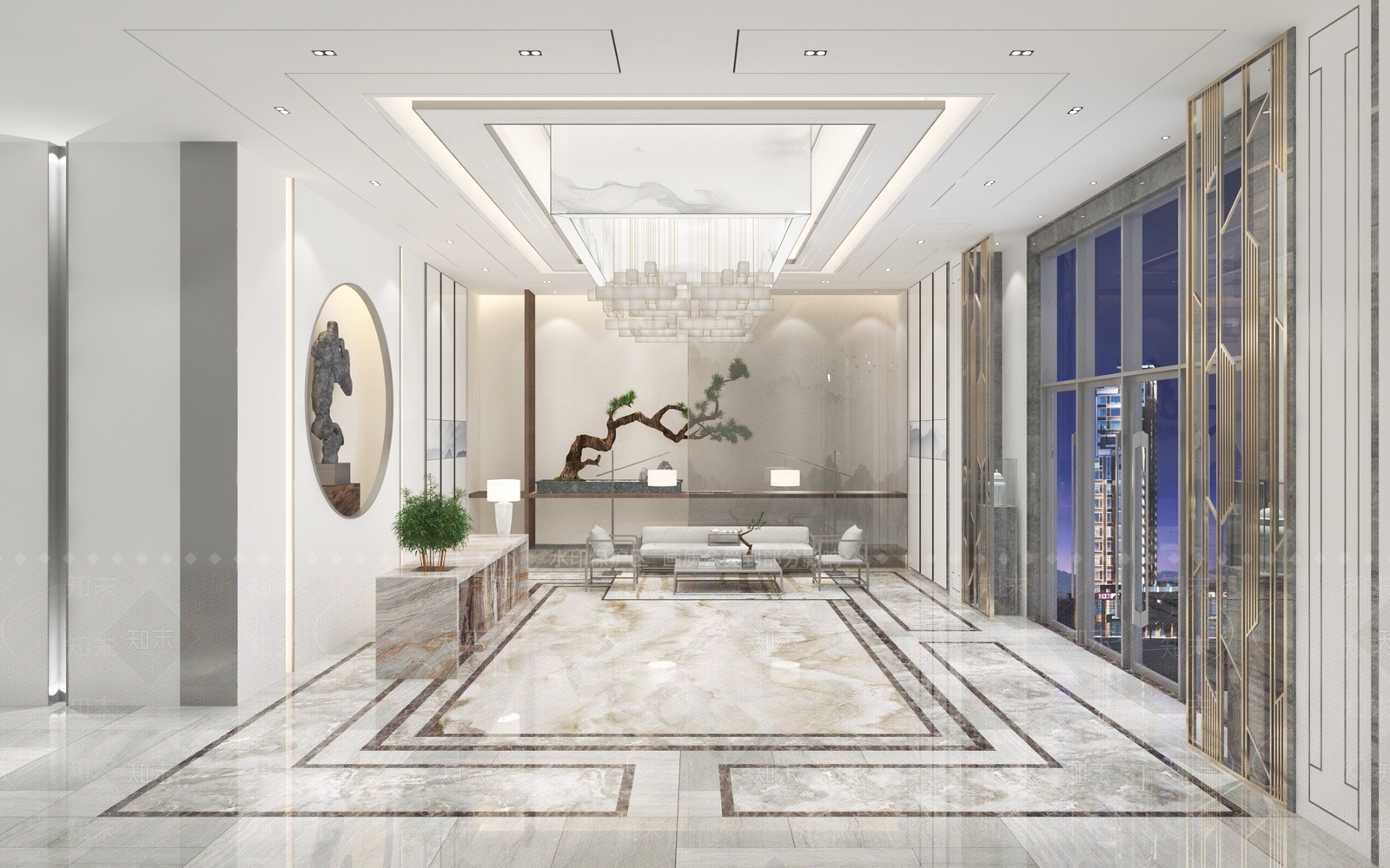 现代办公大厅3D模型下载【ID:1192451743】