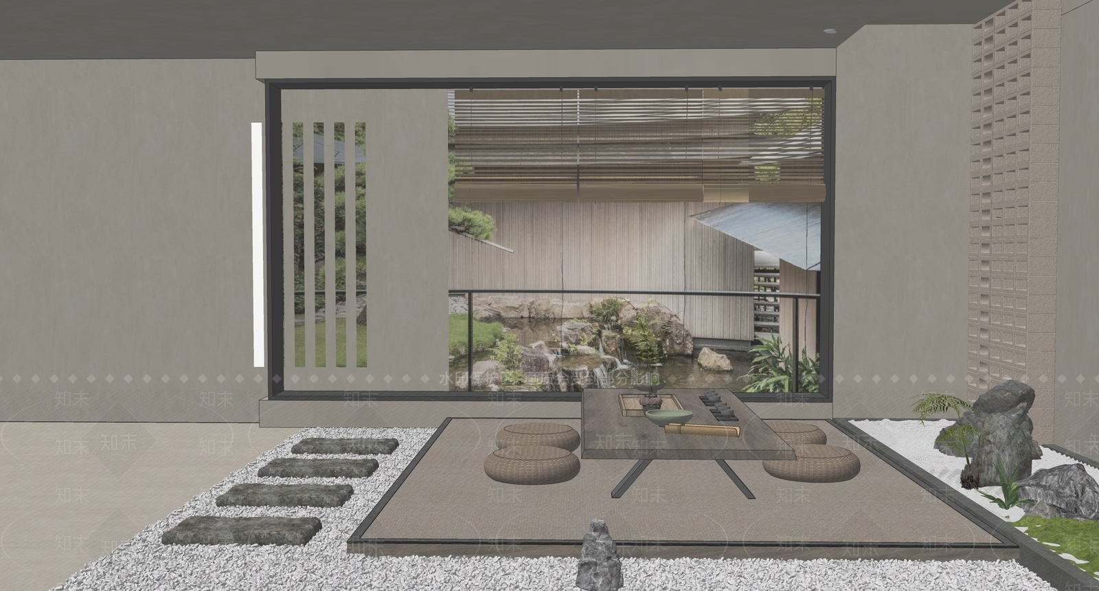 现代新中式茶室SU模型下载【ID:1192457958】