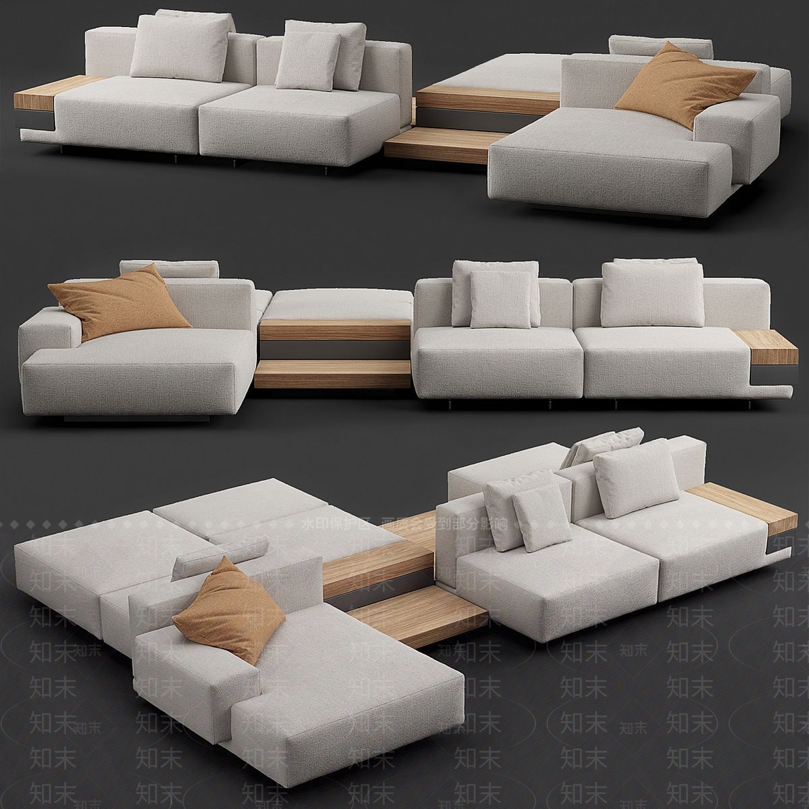 现代多人沙发3D模型下载【ID:1192467940】