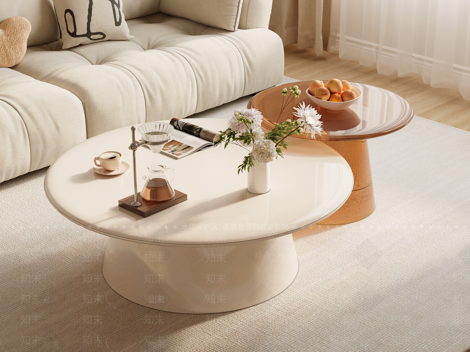 现代奶油茶几SU模型下载【ID:1192470081】