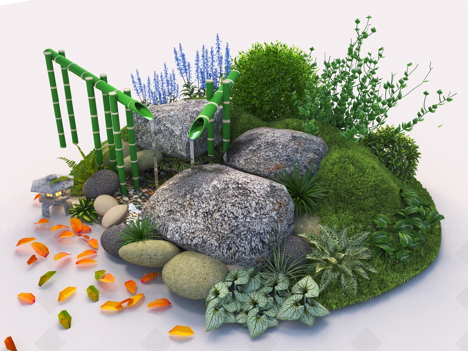 新中式中式假山水景3D模型下载【ID:1192483676】