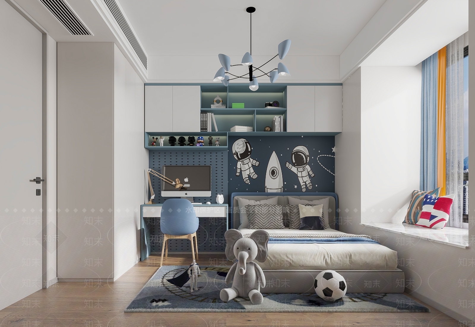 现代简约男孩房3D模型下载【ID:1192485261】
