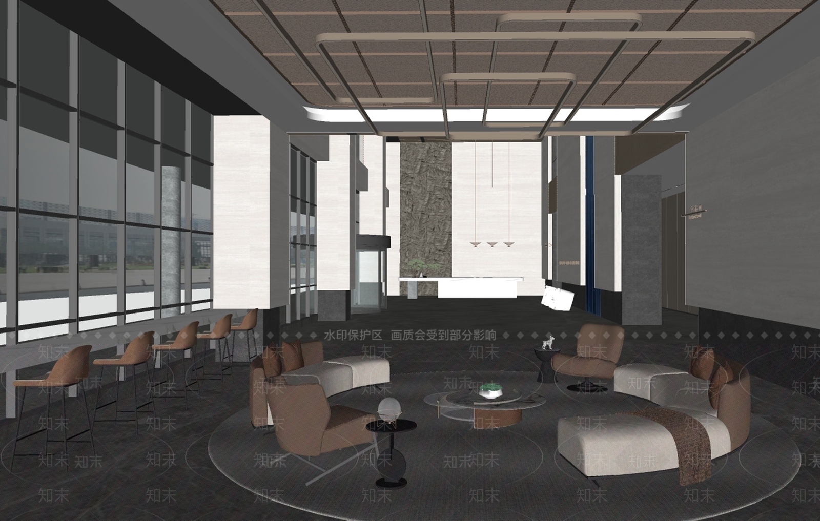 现代办公大堂SU模型下载【ID:1192486070】