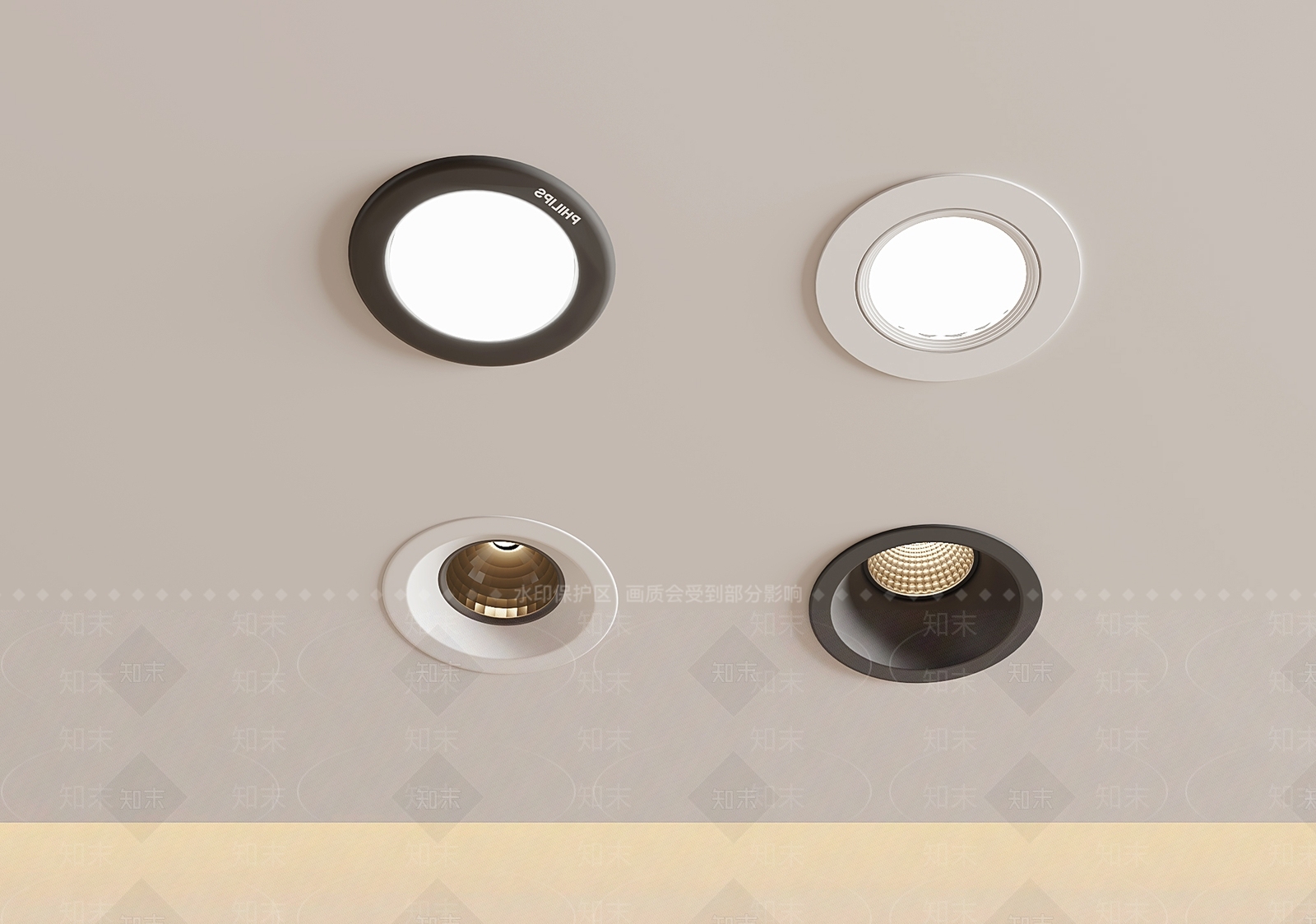 现代筒灯射灯组合3D模型下载【ID:1192487027】