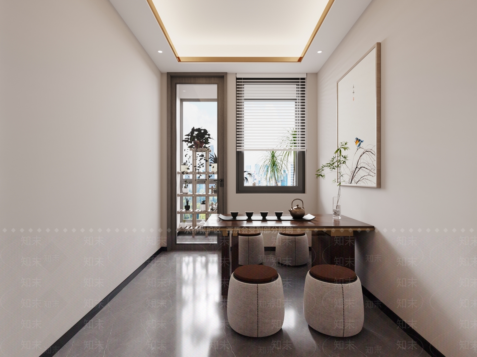 现代新中式茶室3D模型下载【ID:1192493005】