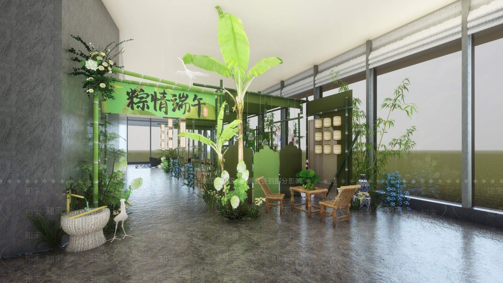 现代端午节美陈SU模型下载【ID:1192719934】