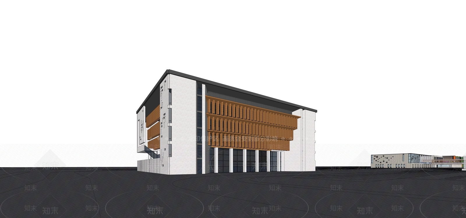 新中式学校建筑SU模型下载【ID:1192493813】