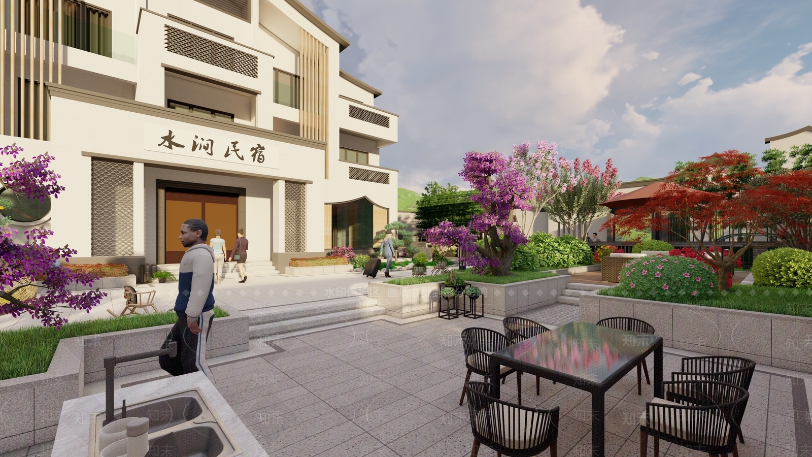 新中式乡村庭院SU模型下载【ID:1192498656】