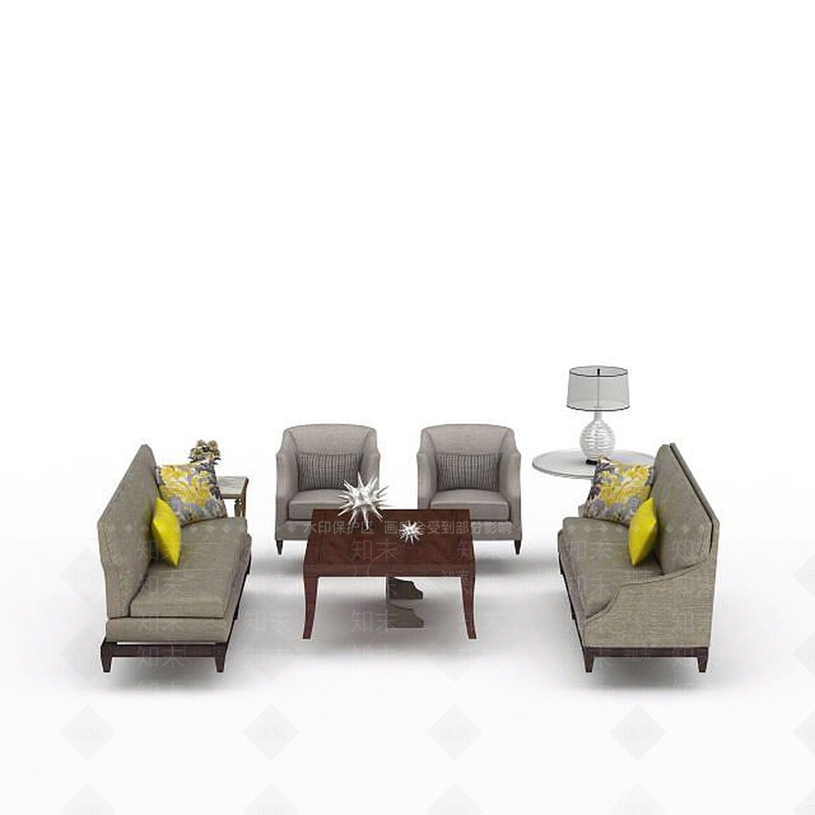 现代双人沙发3D模型下载【ID:1192498998】