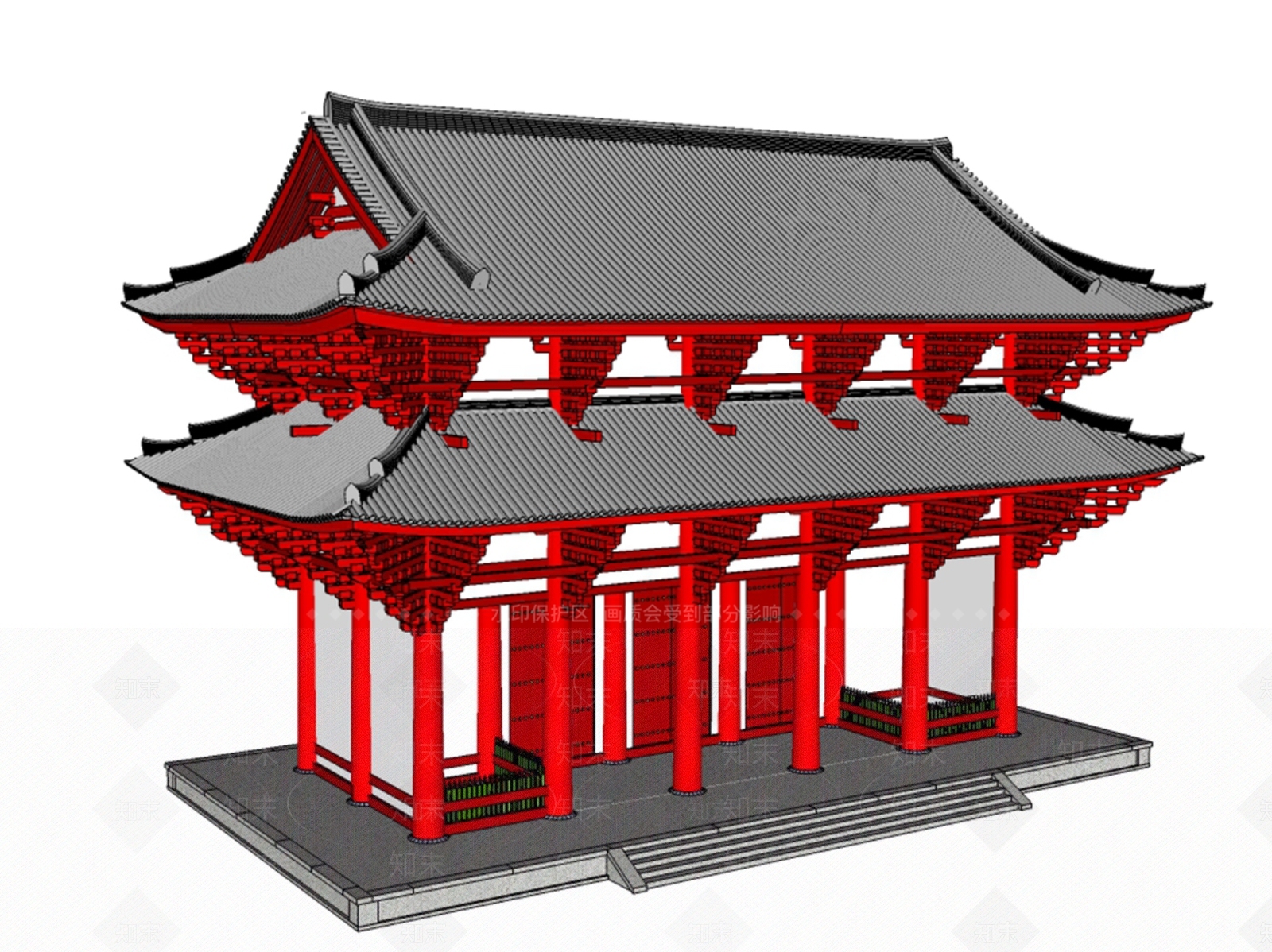 中式古建筑SU模型下载【ID:1192499220】