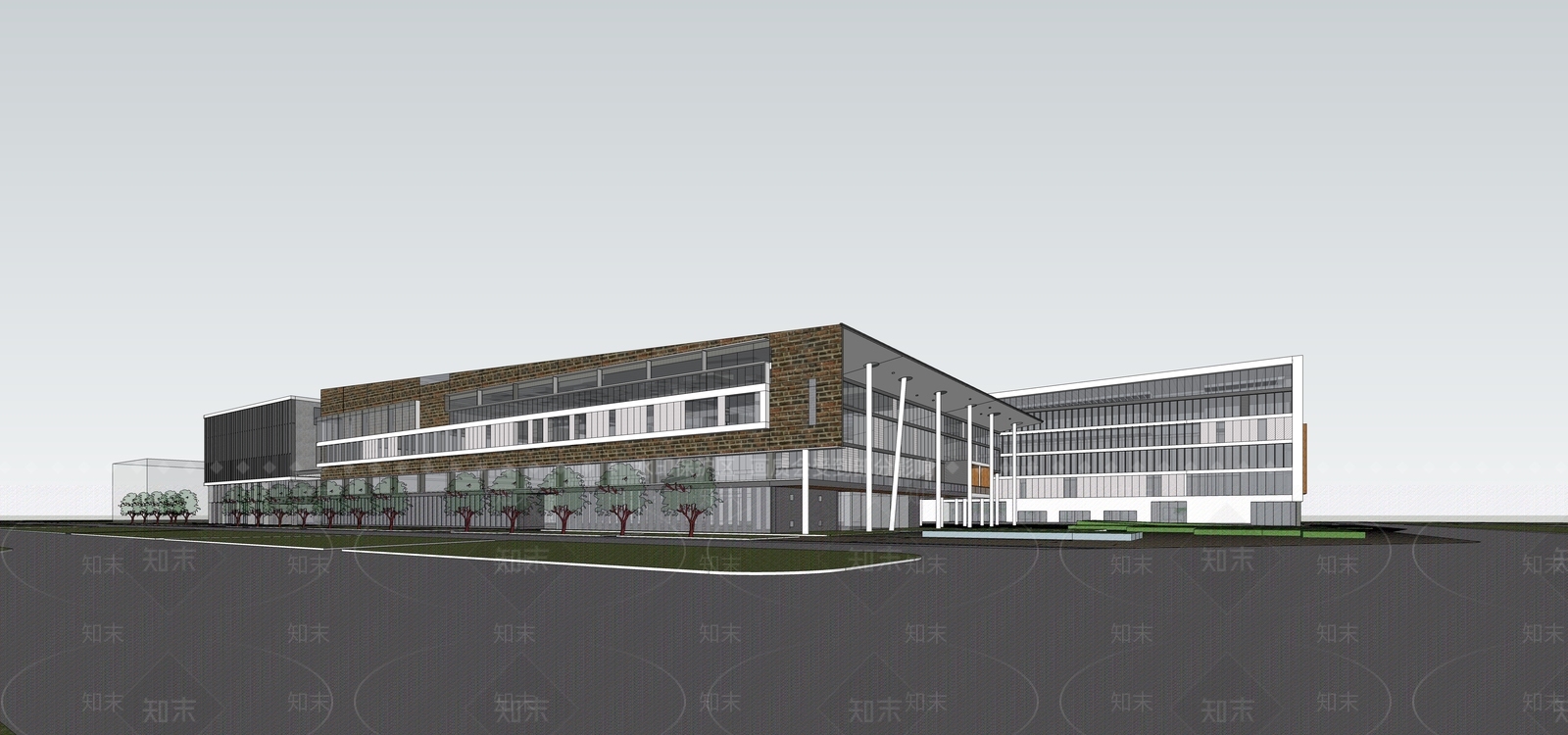 现代学校建筑SU模型下载【ID:1192499322】