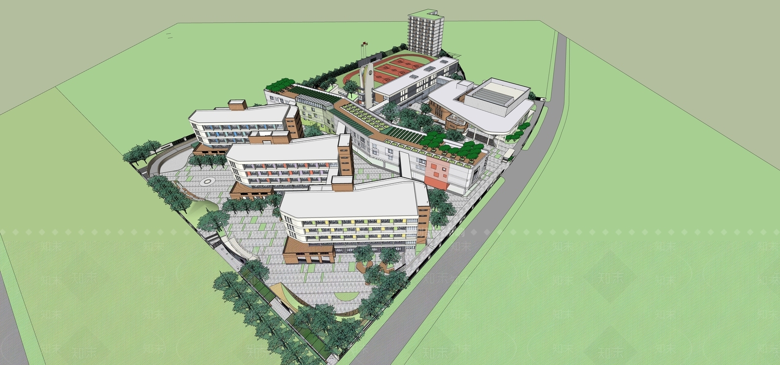 现代学校建筑SU模型下载【ID:1192499479】