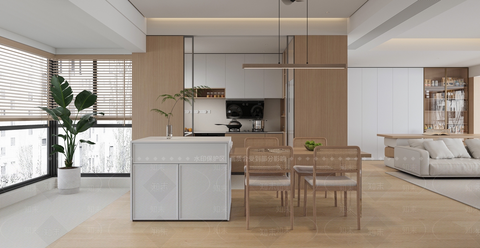 原木简约家居餐厅3D模型下载【ID:1192499801】