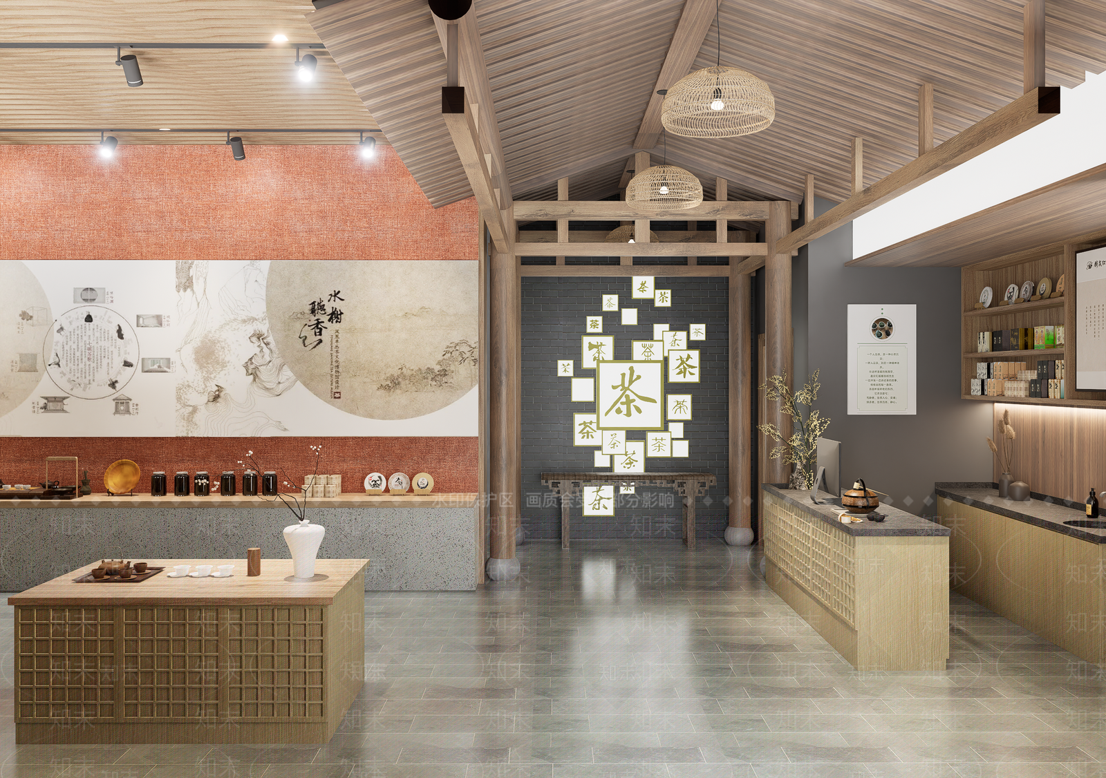 现代新中式茶馆SU模型下载【ID:1192502839】