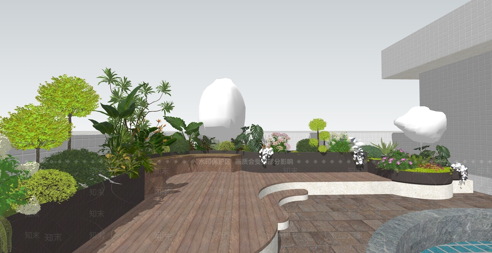 现代小区景观SU模型下载【ID:1192504467】