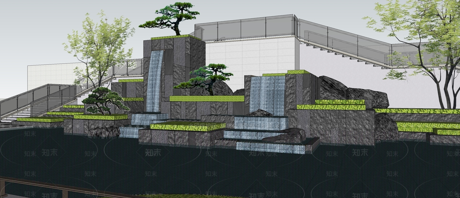 现代水景SU模型下载【ID:1192504991】