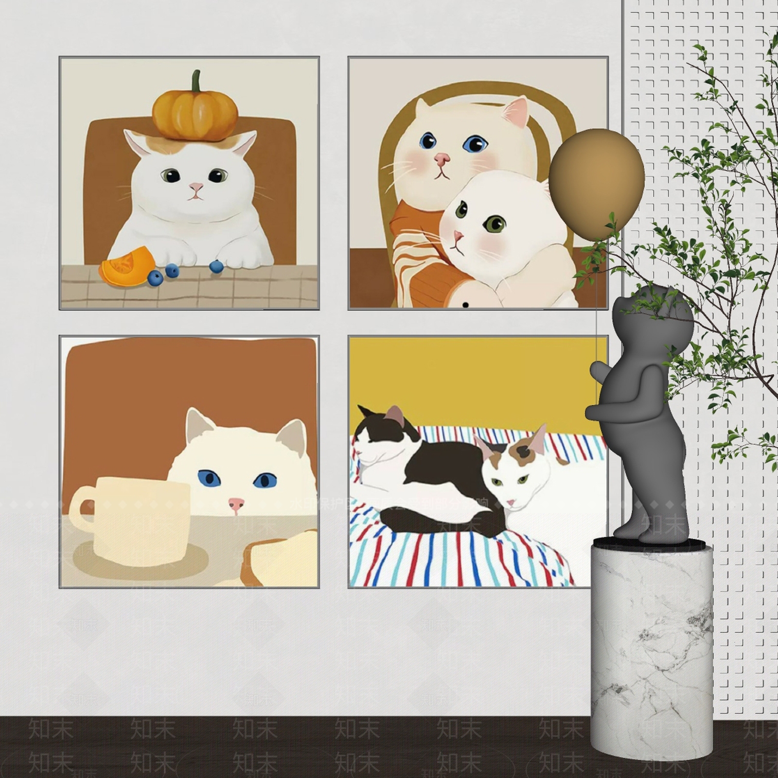 现代奶油挂件SU模型下载【ID:1192507301】