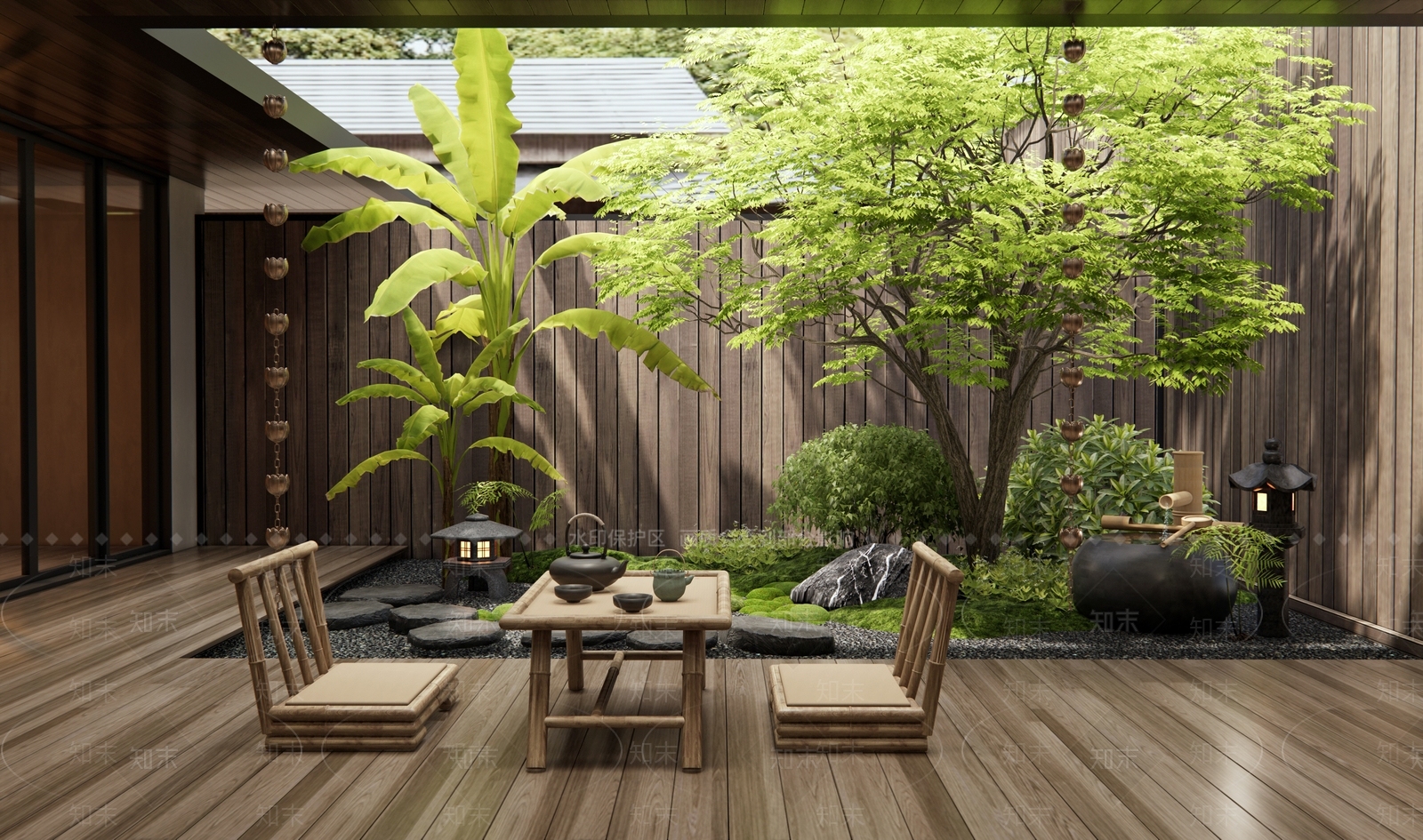 日式禅意庭院3D模型下载【ID:1192507907】