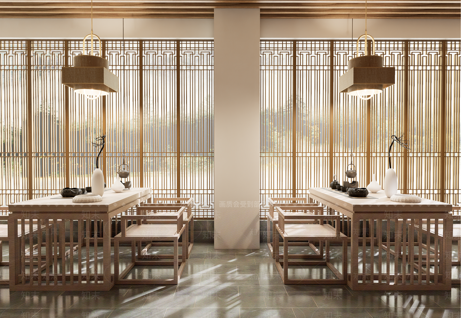 现代新中式茶馆SU模型下载【ID:1192508614】