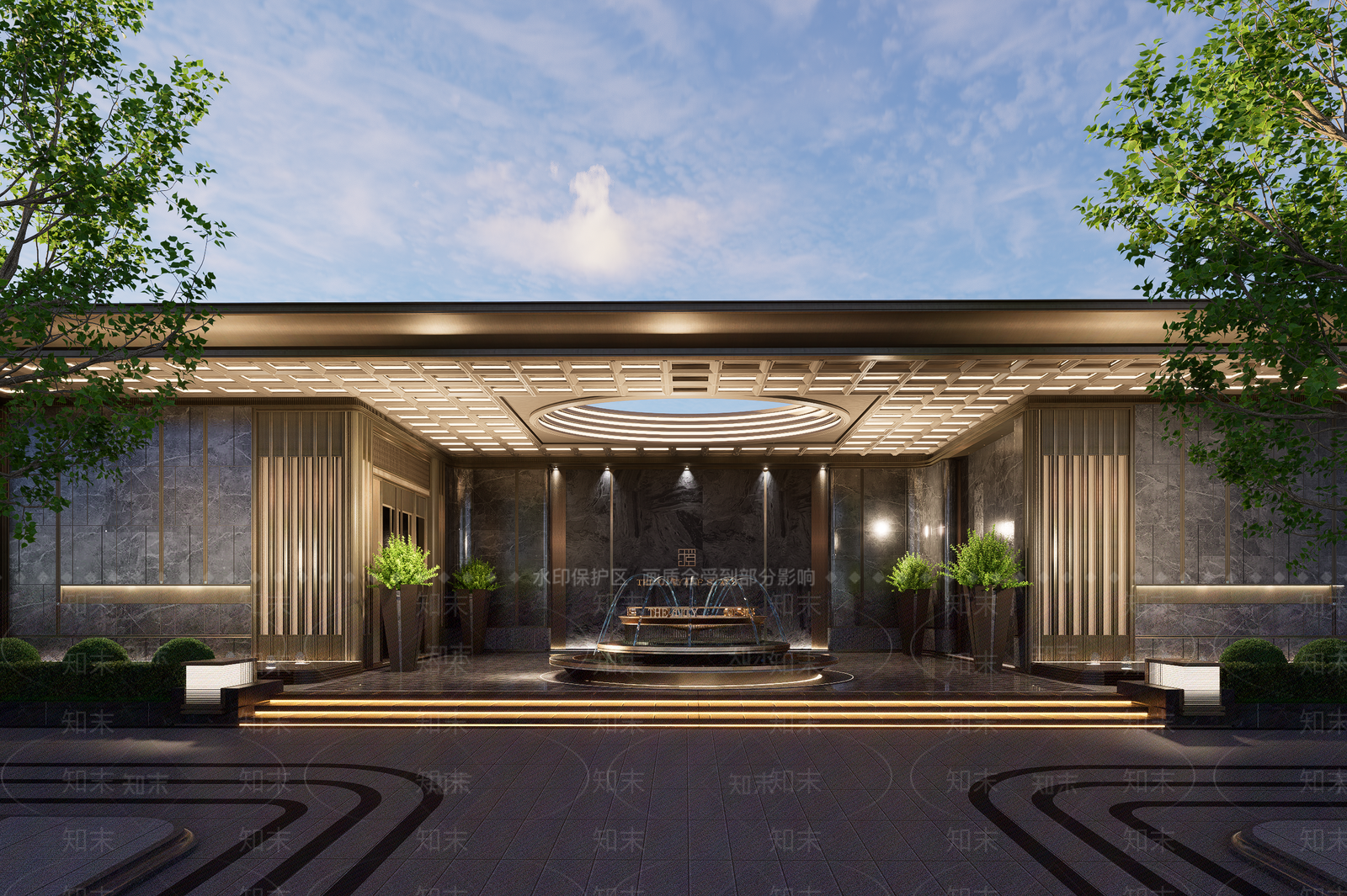 轻奢现代小区建筑SU模型下载【ID:1192510683】