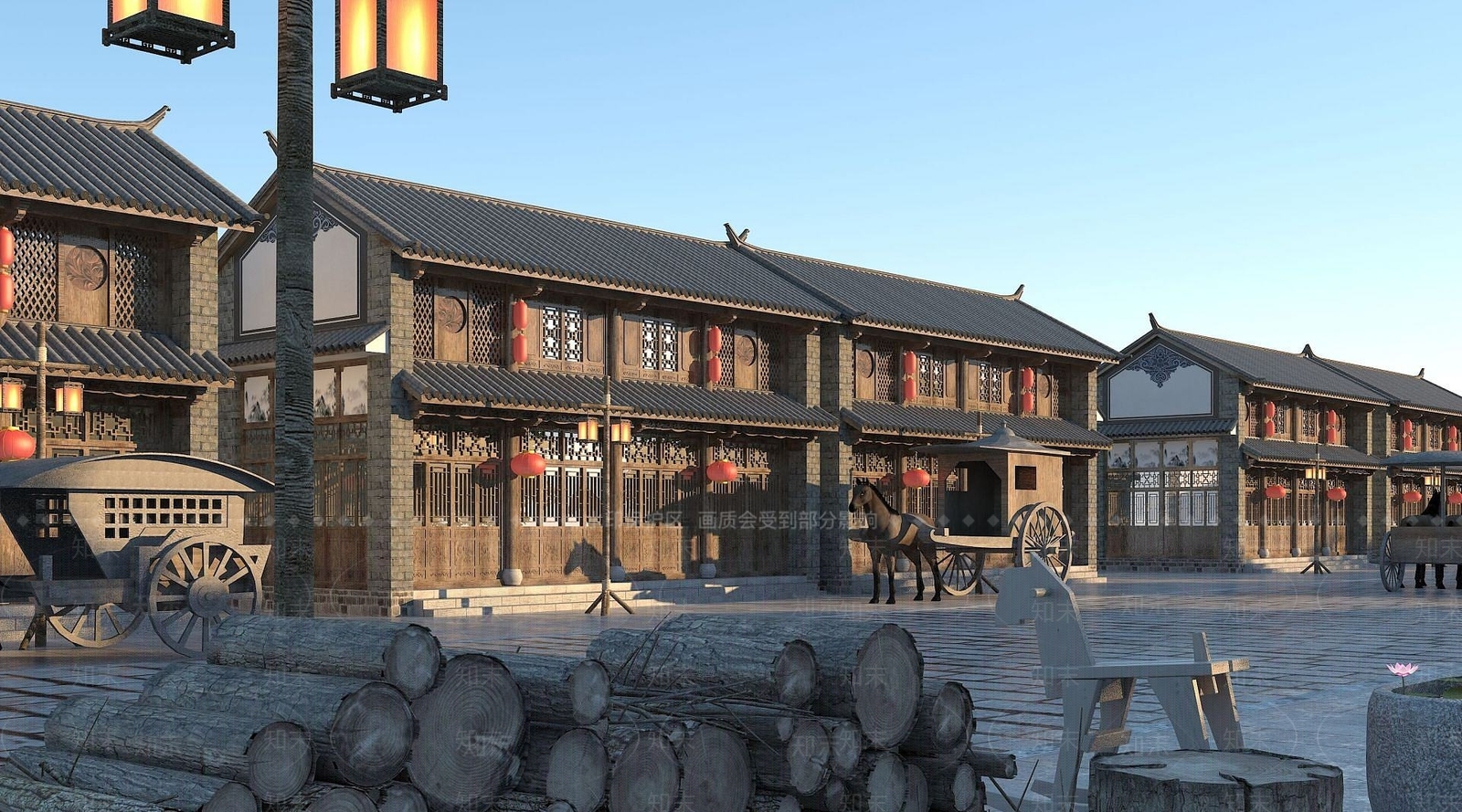 现代古建商业街3D模型下载【ID:1192511677】