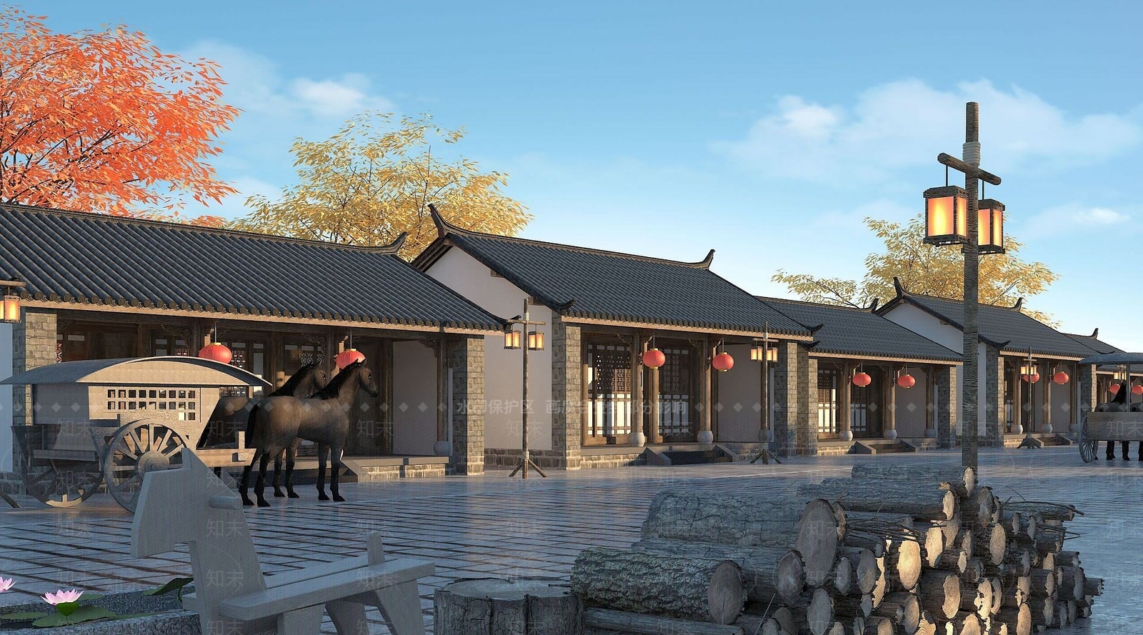 现代古建商业街3D模型下载【ID:1192511649】