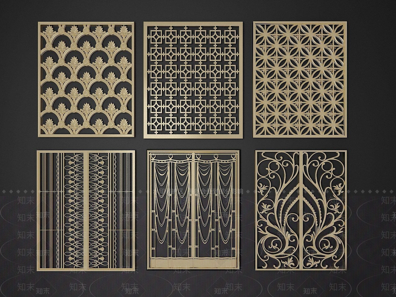 欧式古典欧式装饰屏风3D模型下载【ID:1192511741】