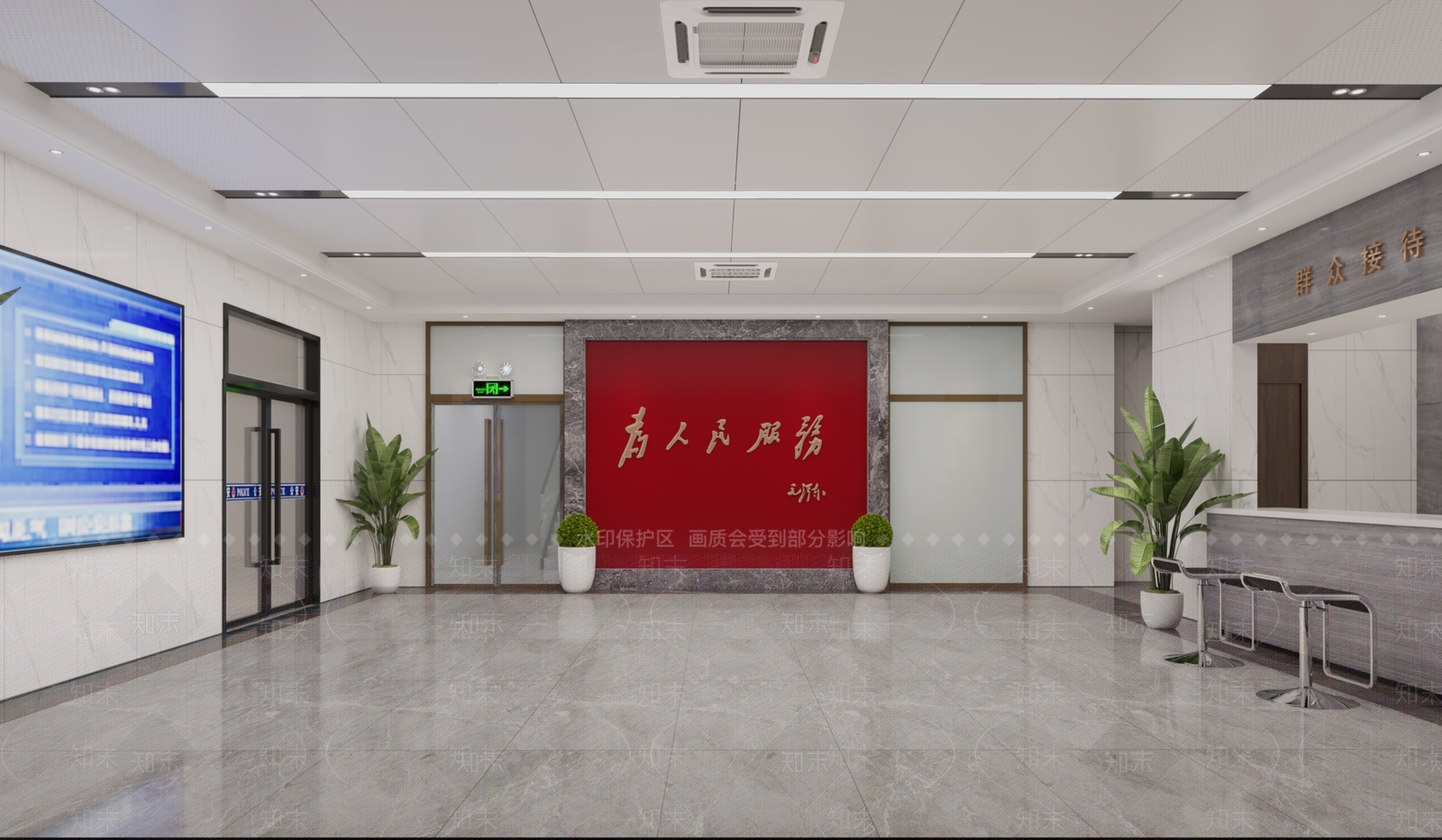 现代办公大厅3D模型下载【ID:1192512299】