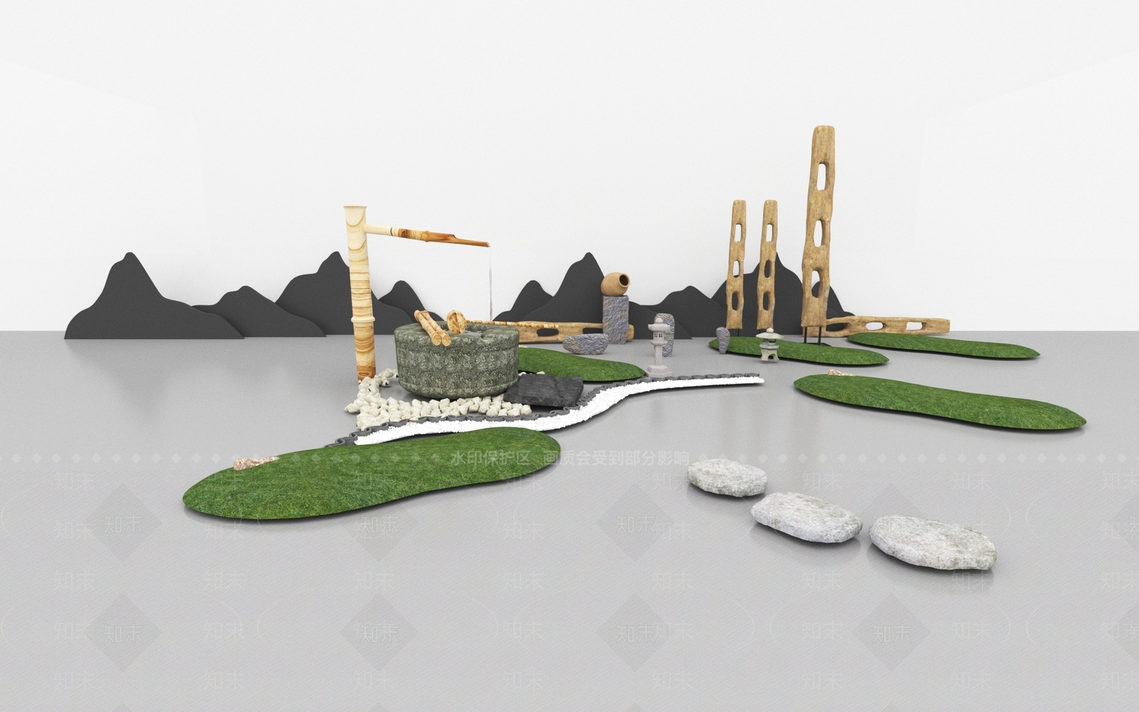 现代假山水景3D模型下载【ID:1192512709】