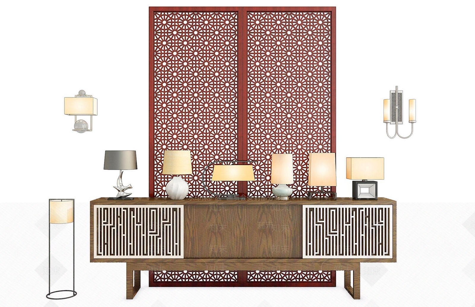 新中式装饰屏风3D模型下载【ID:1192513507】