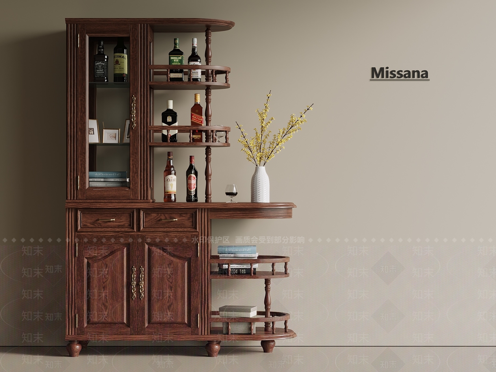 法式欧式酒柜SU模型下载【ID:1192513888】