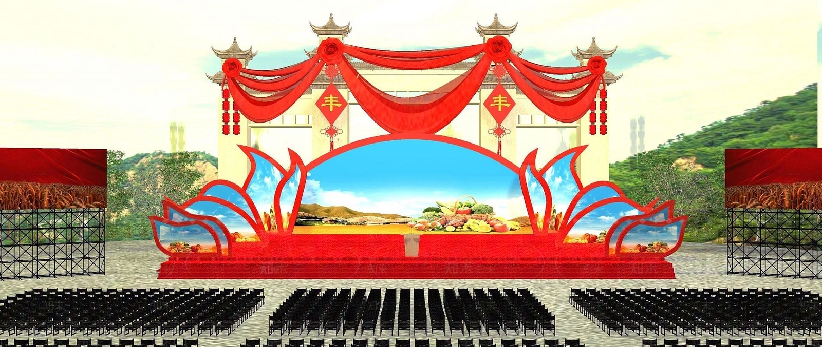 现代景区室外舞台3D模型下载【ID:1192516068】