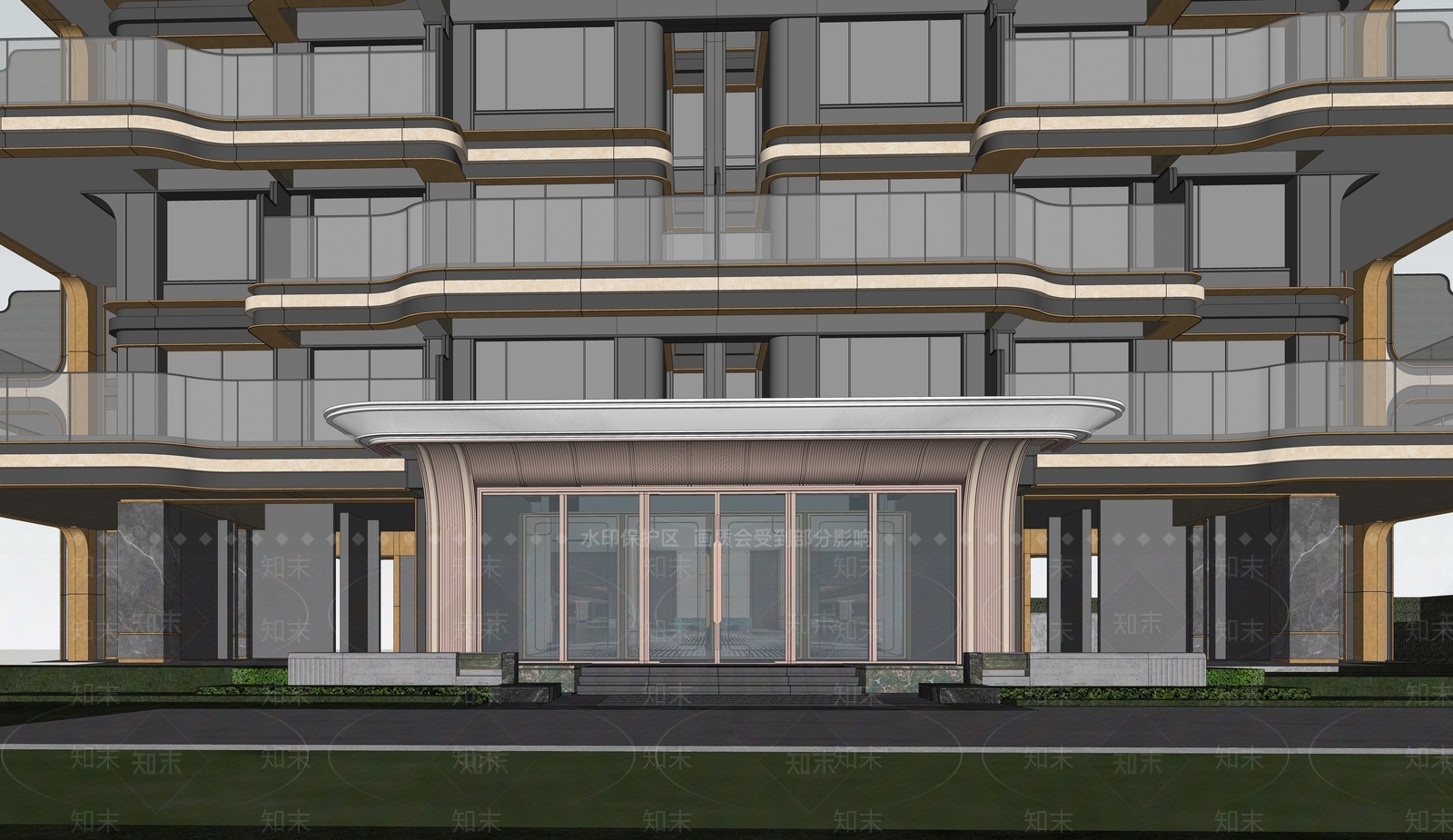 现代小区建筑SU模型下载【ID:1192516757】