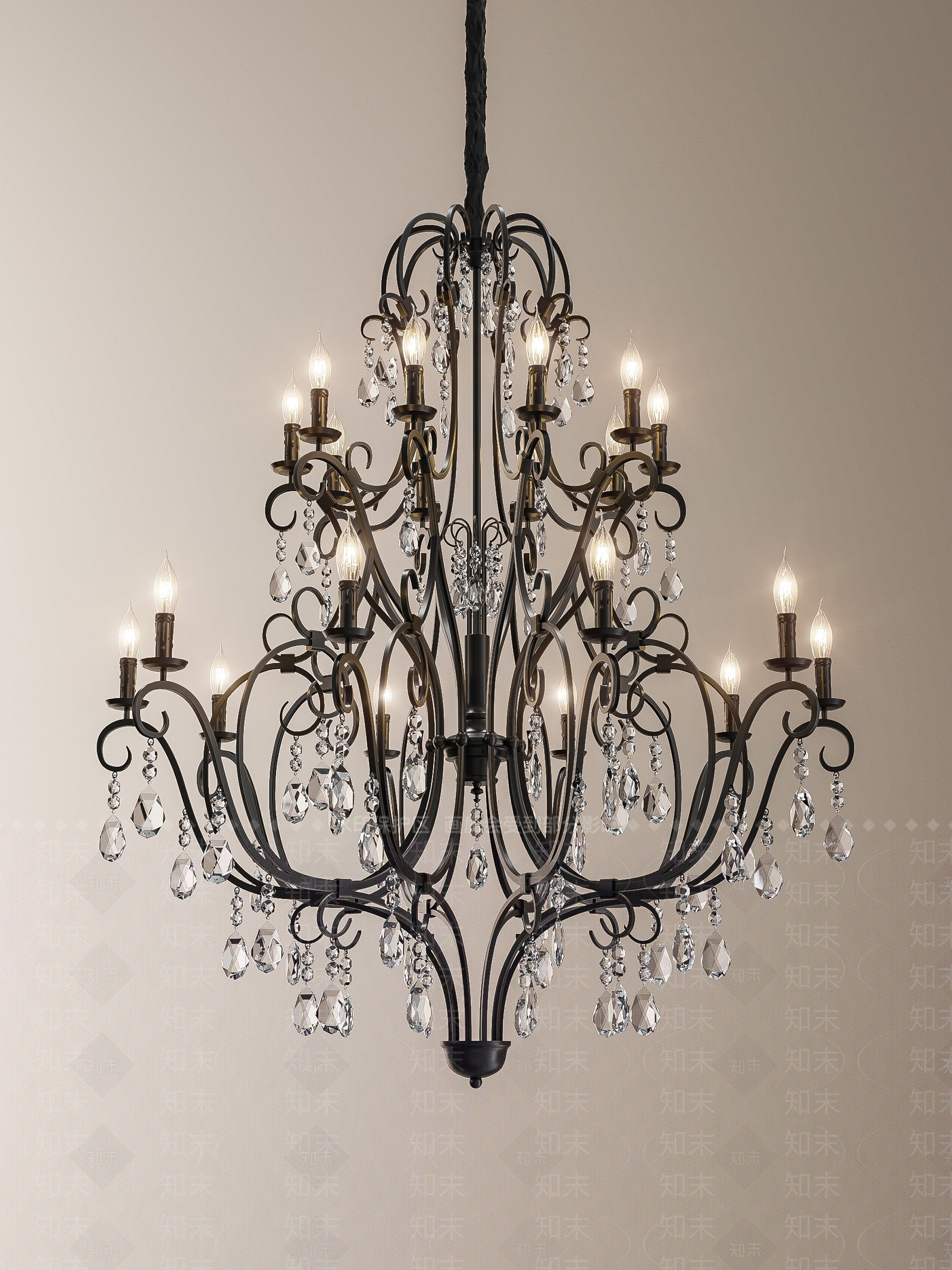 美式客厅吊灯3D模型下载【ID:1192520888】