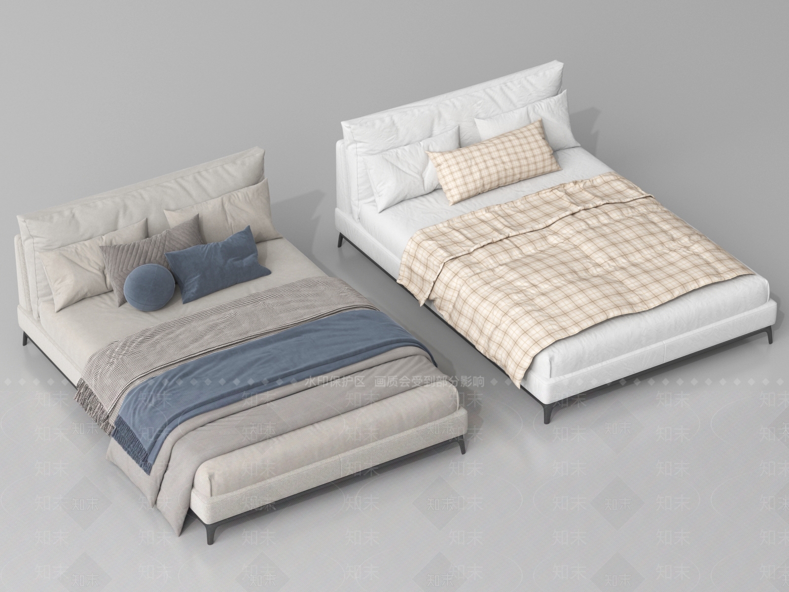 现代单人床3D模型下载【ID:1192524094】