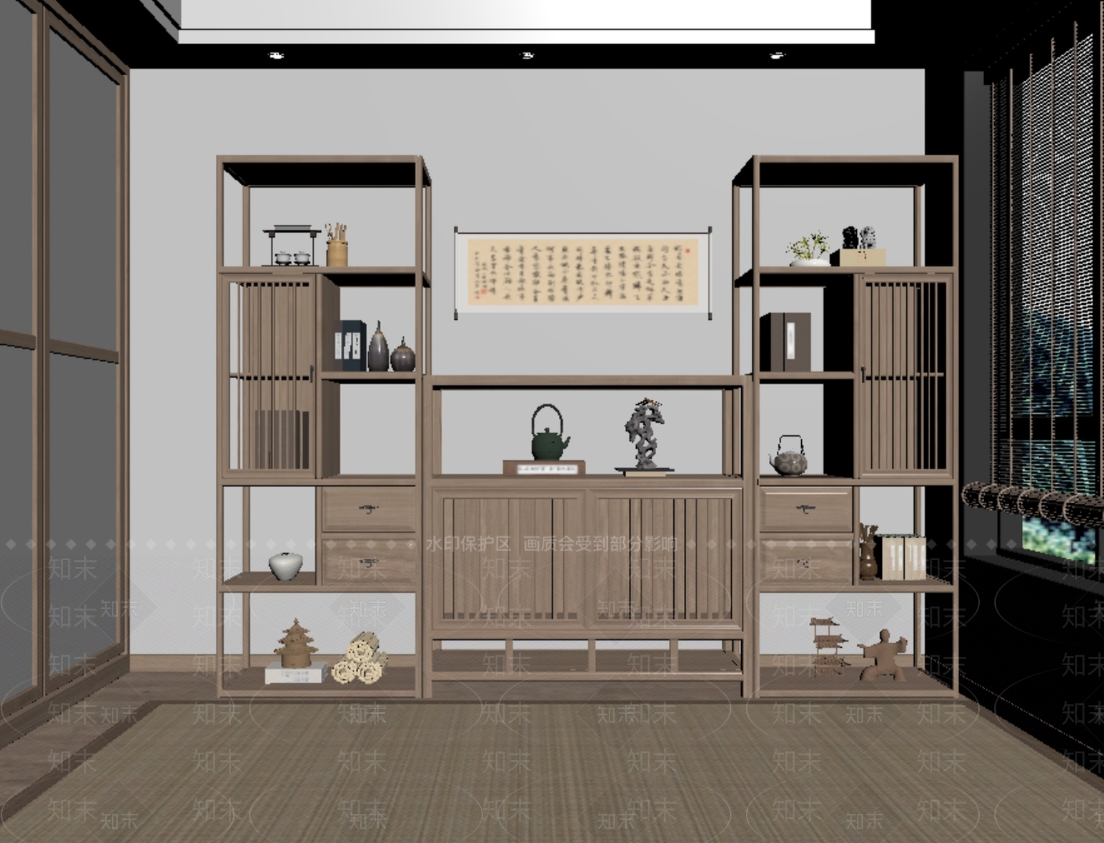 新中式博古架SU模型下载【ID:1192524254】