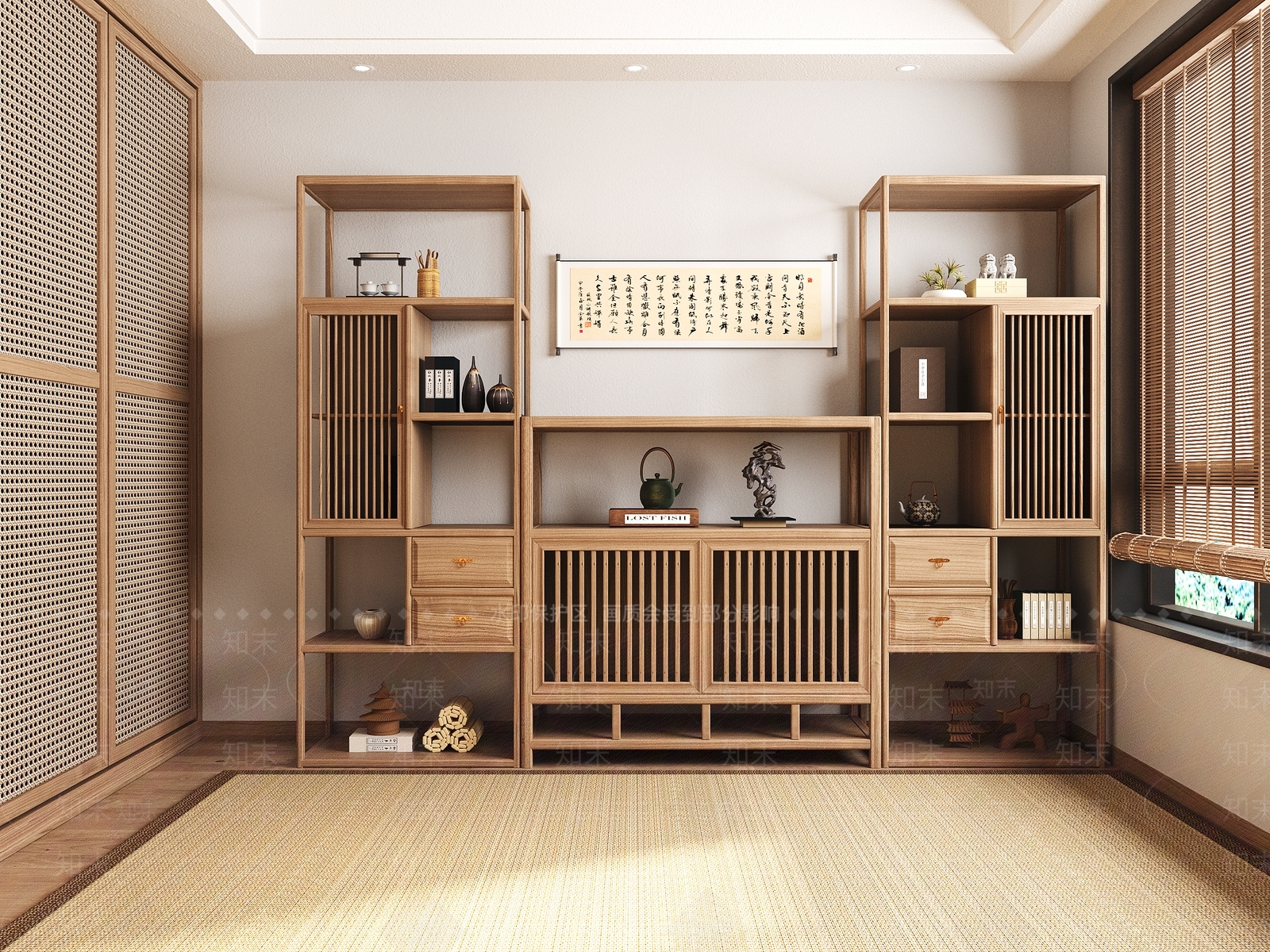 新中式博古架SU模型下载【ID:1192524254】