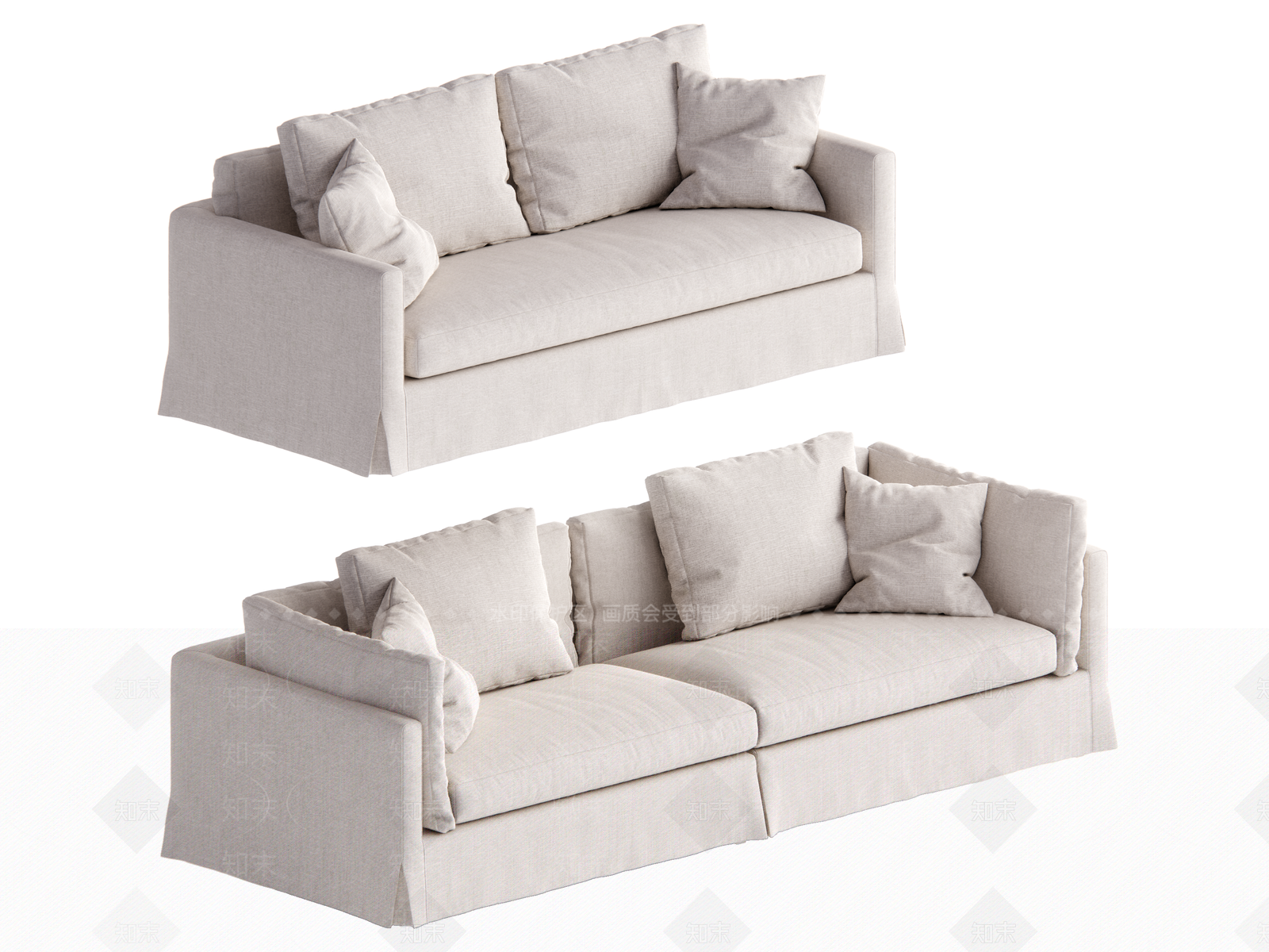 侘寂中古现代沙发床SU模型下载【ID:1192532125】