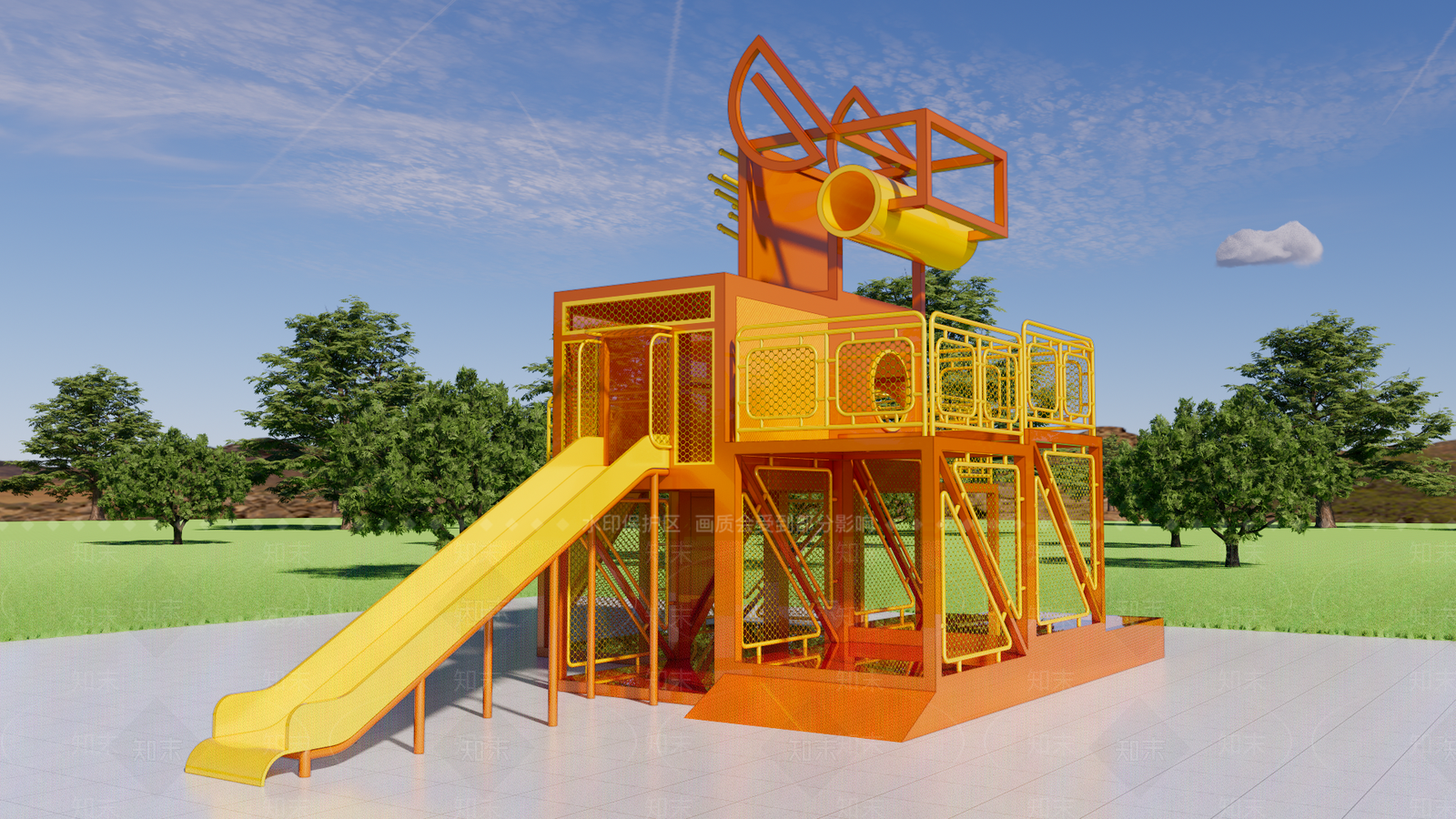儿童滑梯SU模型下载【ID:1192534166】