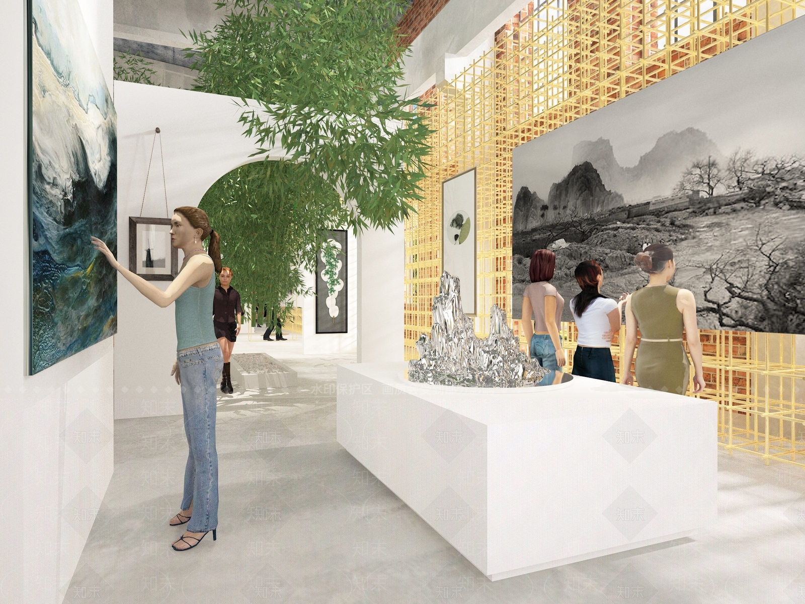 现代新中式其他公共空间3D模型下载【ID:1192536346】