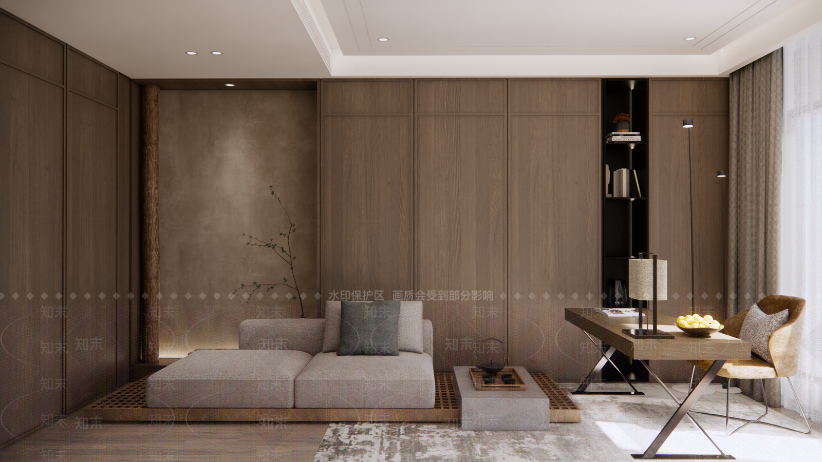 侘寂禅意酒店客房SU模型下载【ID:1192541550】
