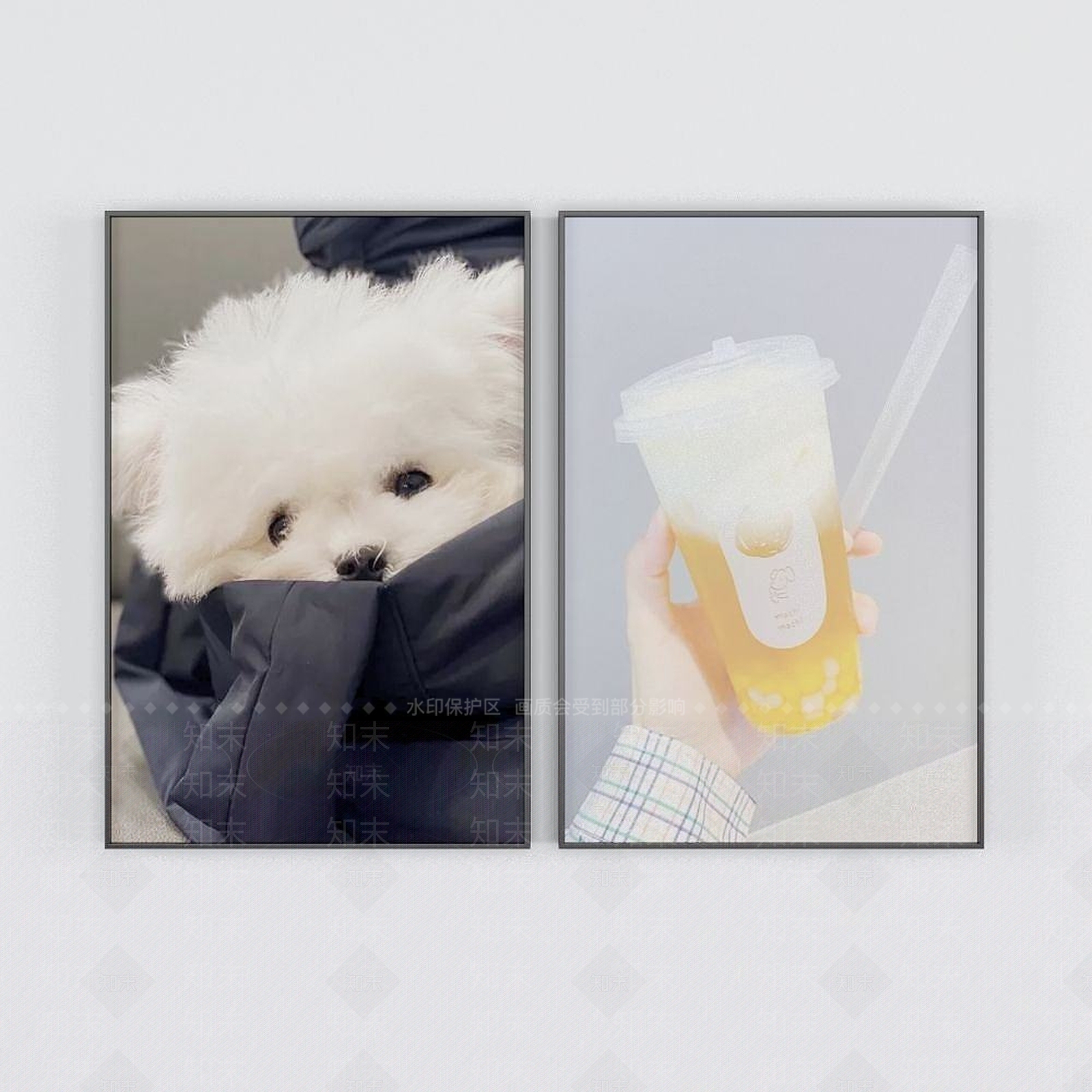 现代卡通小狗装饰画3D模型下载【ID:1192542584】