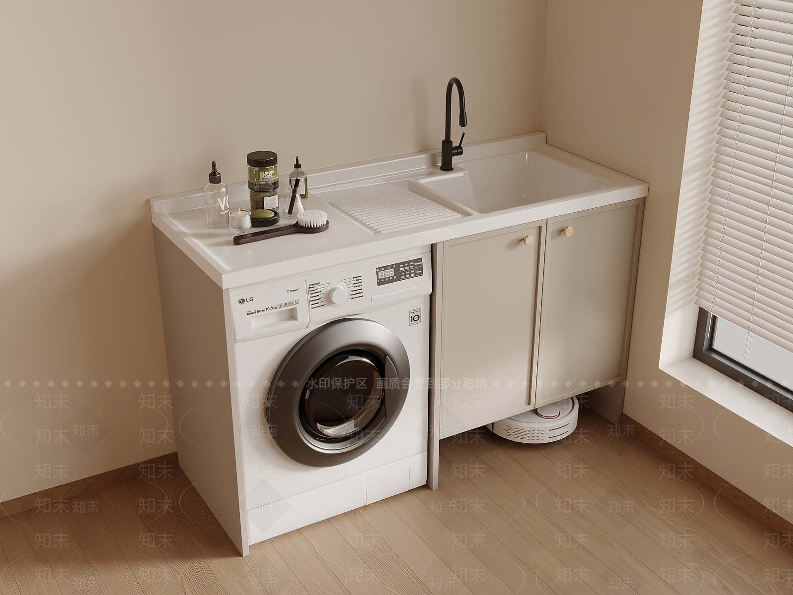 现代洗衣机柜3D模型下载【ID:1192543858】