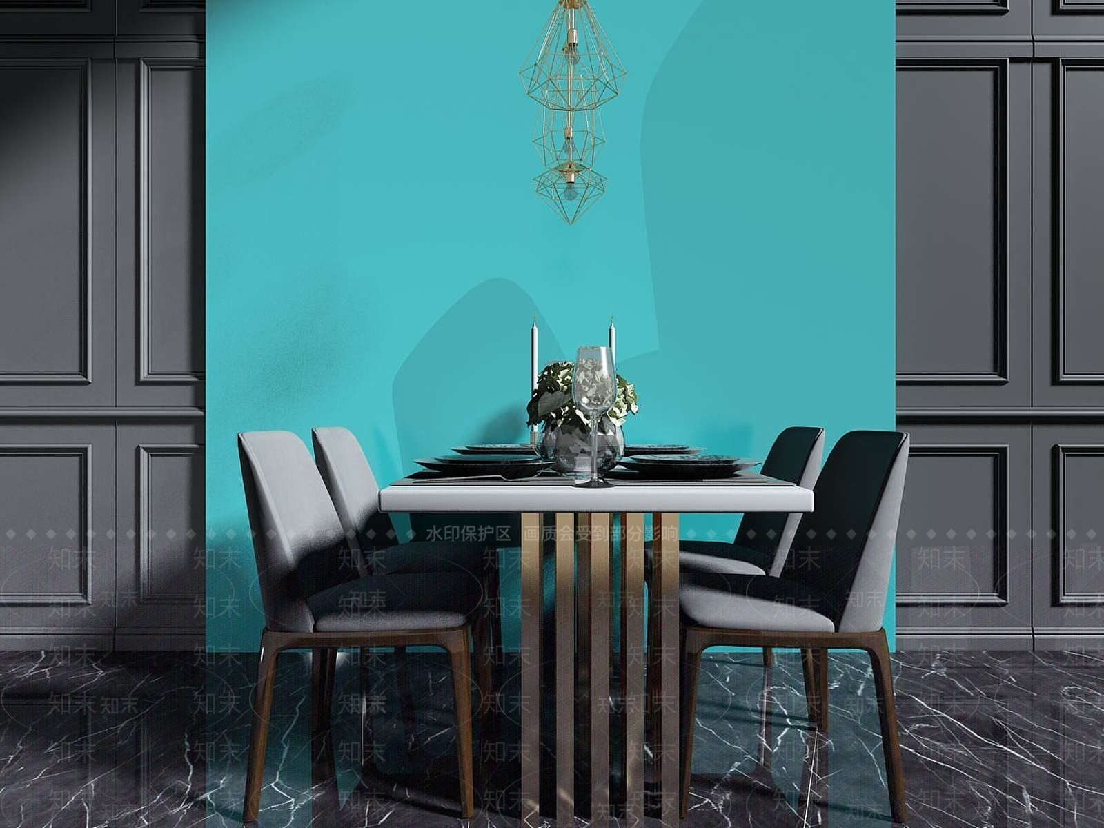 欧式古典欧式温馨时尚餐厅餐桌3D模型下载【ID:1192543949】