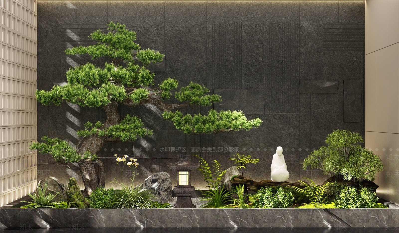 新中式室内景观3D模型下载【ID:1192546615】
