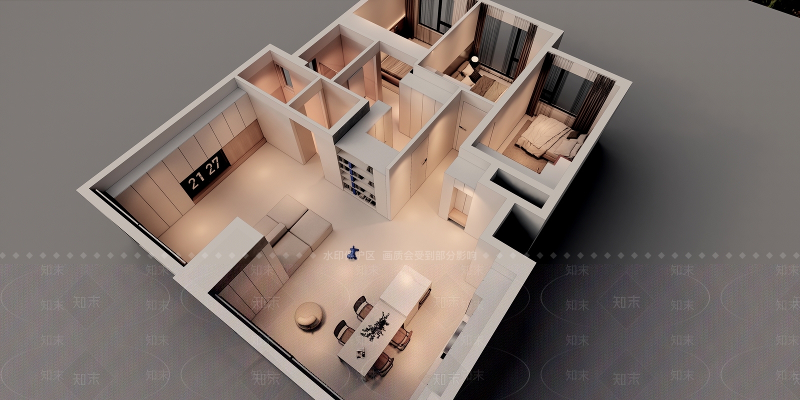 现代家装鸟瞰SU模型下载【ID:1192586190】