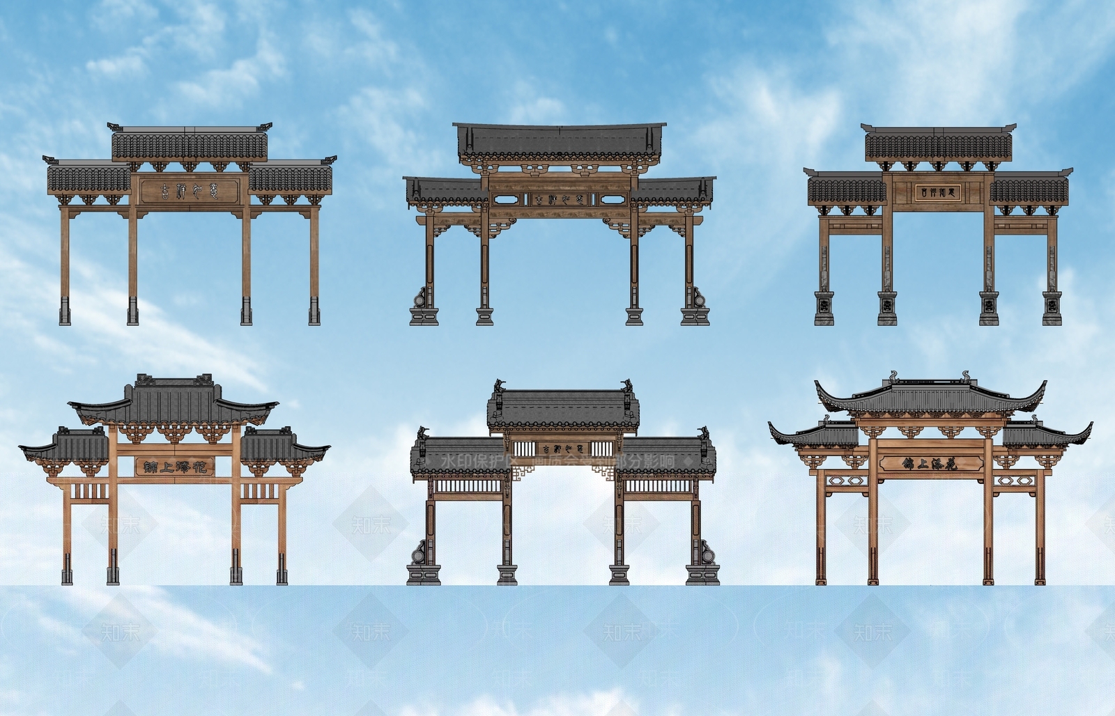 现代新中式牌坊牌楼SU模型下载【ID:1192555903】