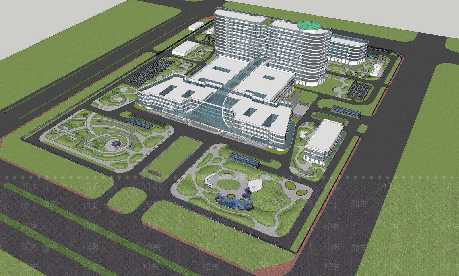 现代美式办公景观SU模型下载【ID:1192556228】