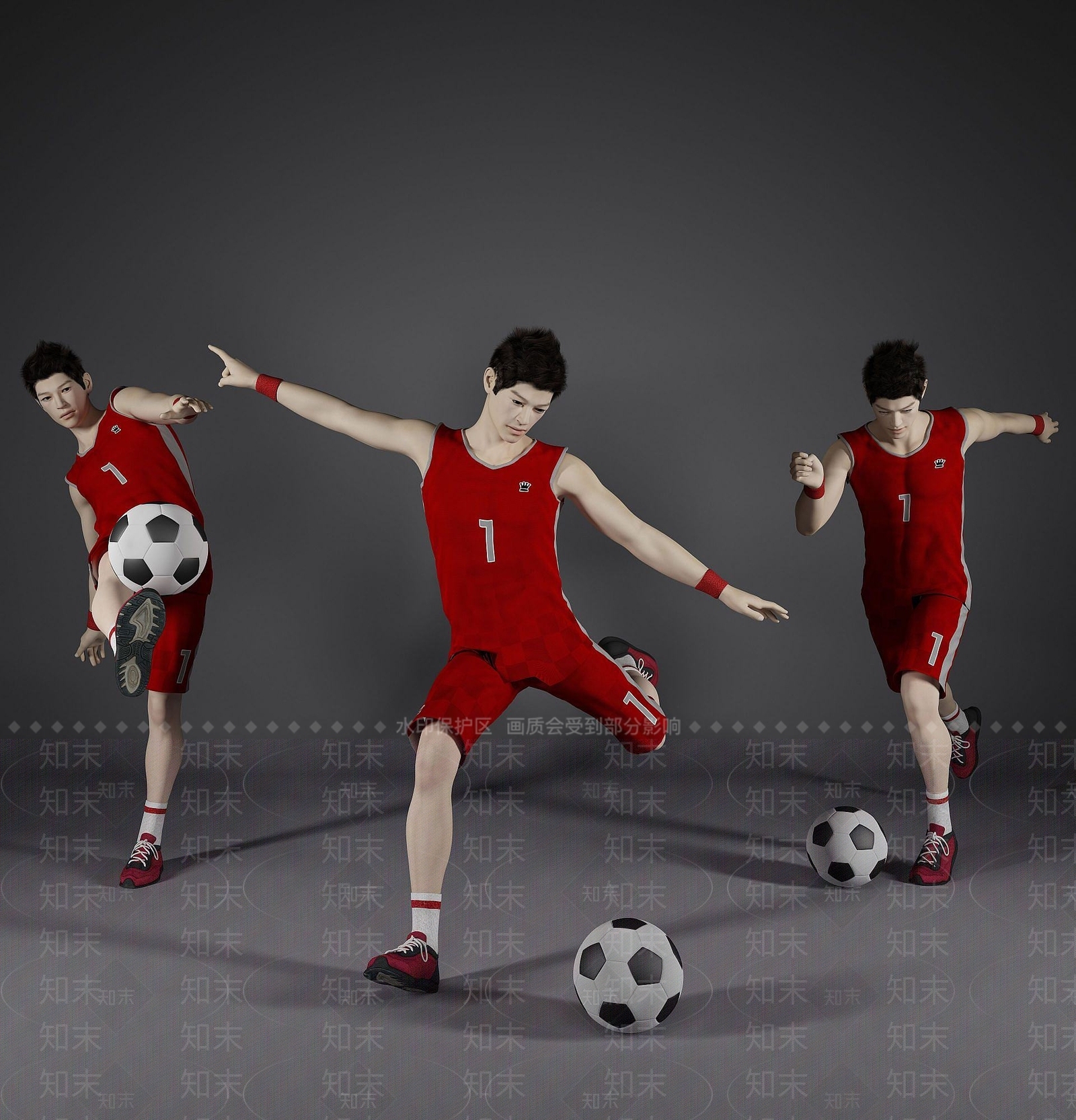 现代风格踢足球男人3D模型下载【ID:1192557607】